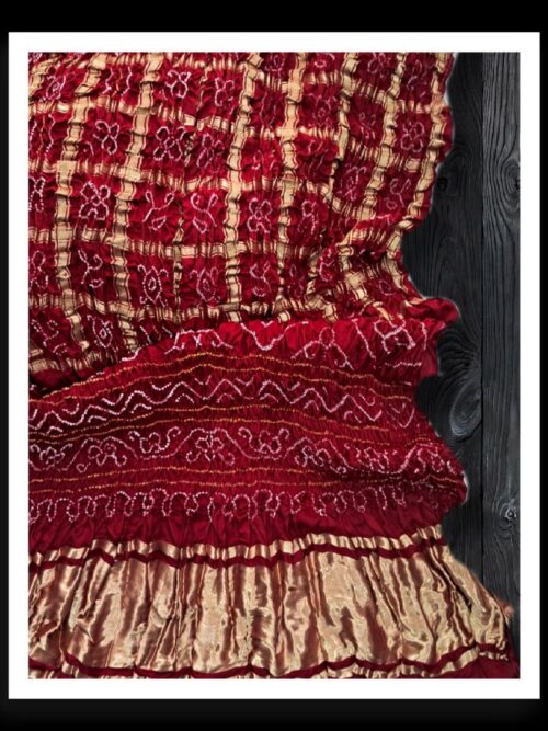 Maroon Gharchola Saree Bandhani Pure Gaji Silk Khatri
