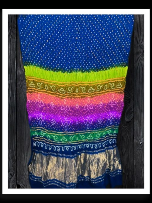 T Blue Multi Color Bandhej Saree Rai Dana Pure GajiSilk