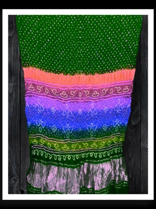 Parrot Multi Color Bandhej Saree Rai Dana Pure GajiSilk
