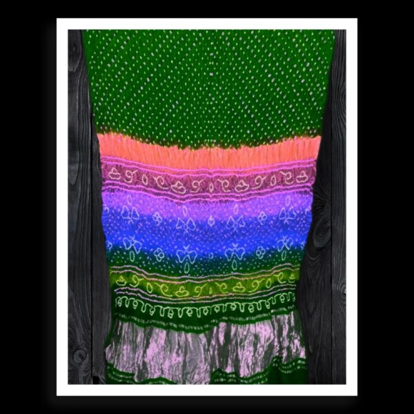 Parrot Multi Color Bandhej Saree Rai Dana Pure GajiSilk