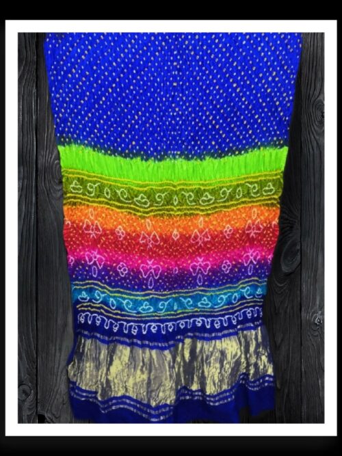 Blue Multi Color Bandhej Saree Rai Dana Pure GajiSilk