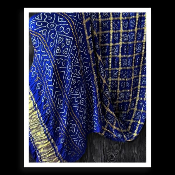 Blue Gharchola Saree Bandhani Pure Gaji Silk Khatri