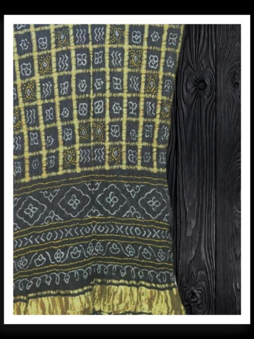 Grey Gharchola Saree Bandhani Pure Gaji Silk Khatri