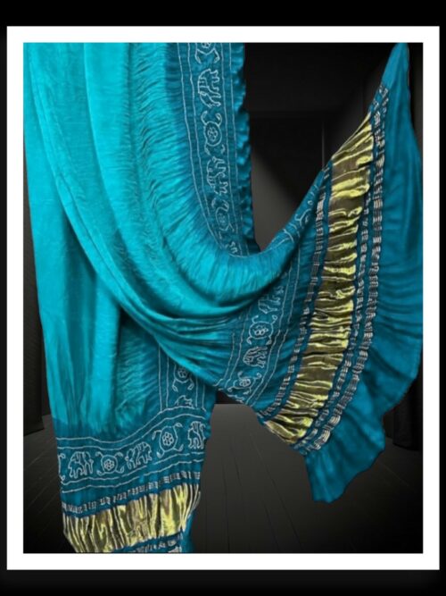 Sky Peacock Bandhej Dupatta Panetar Designer Pure Gaji Silk Khatri