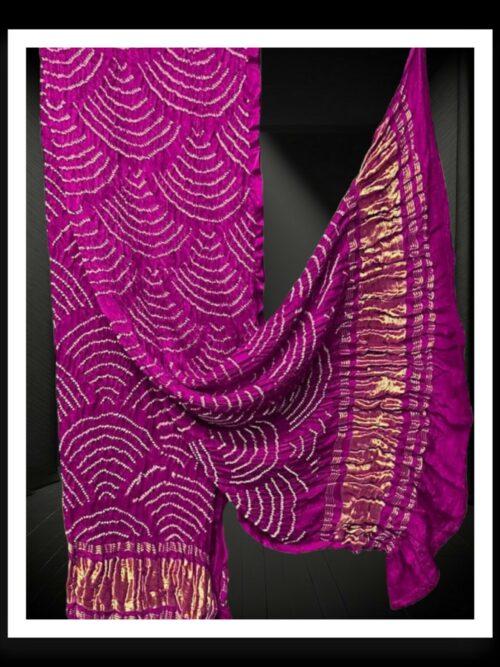 Magenta Bandhani Dupatta Wifi Designer Pure Gaji Silk Khatri