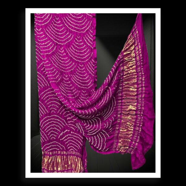 Magenta Bandhani Dupatta Wifi Designer Pure Gaji Silk Khatri