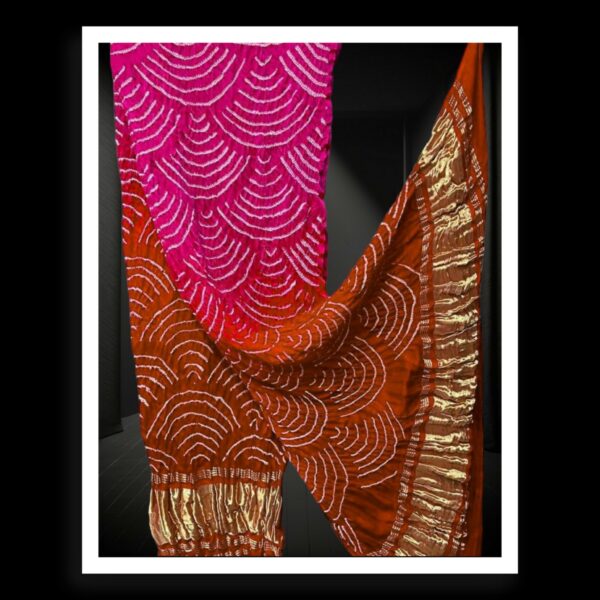 Pink Rust Bandhani Dupatta Wifi Designer Pure Gaji Silk Khatri