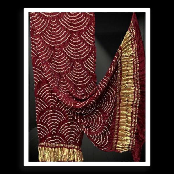 Brown Bandhani Dupatta Wifi Designer Pure Gaji Silk Khatri