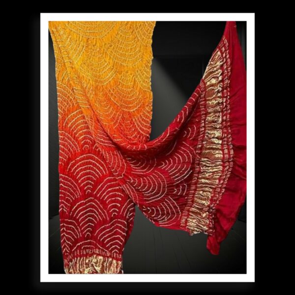 Red Golden Bandhani Dupatta Wifi Designer Pure Gaji Silk Khatri