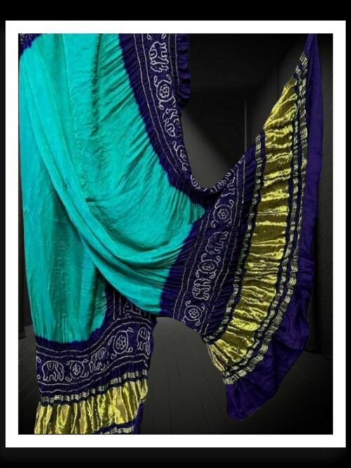 Light Green Blue Bandhej Dupatta Panetar Designer Pure Gaji Silk Khatri