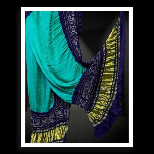 Light Green Blue Bandhej Dupatta Panetar Designer Pure Gaji Silk Khatri