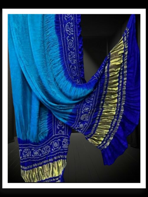 Sky Blue Bandhej Dupatta Panetar Designer Pure Gaji Silk Khatri