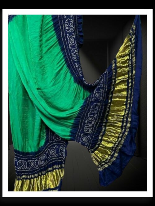 Rama T Blue Bandhej Dupatta Panetar Designer Pure Gaji Silk Khatri