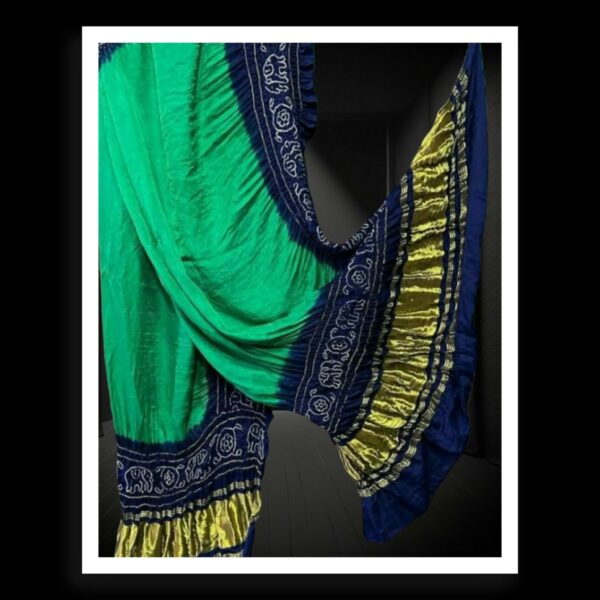 Rama T Blue Bandhej Dupatta Panetar Designer Pure Gaji Silk Khatri