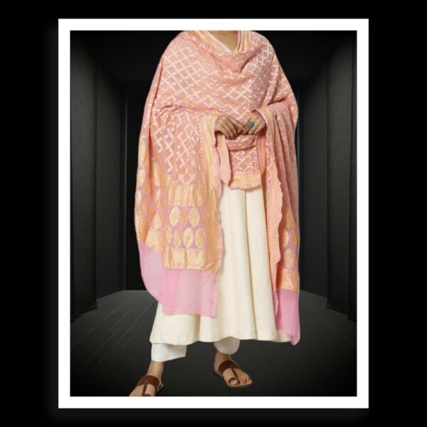 Baby Pink Banarasi Bandhani Dupatta Pure Georgette