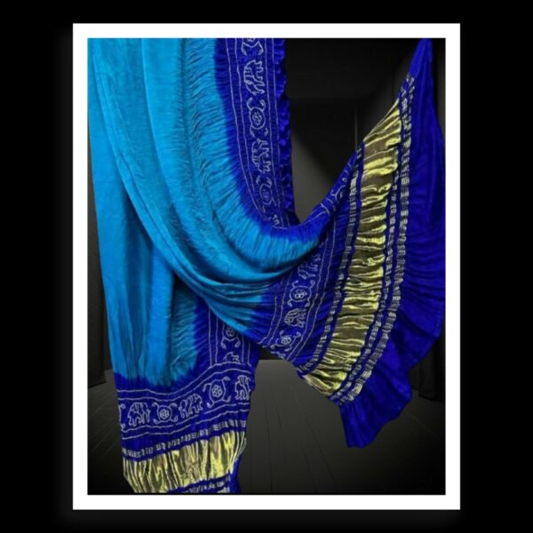 Sky Blue Bandhej Dupatta Panetar Designer Pure Gaji Silk Khatri