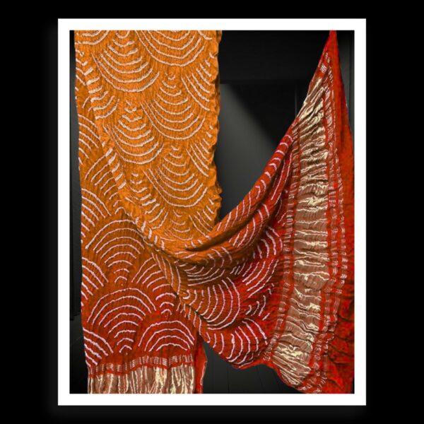 Mustard Red Bandhani Dupatta Wifi Designer Pure Gaji Silk Khatri