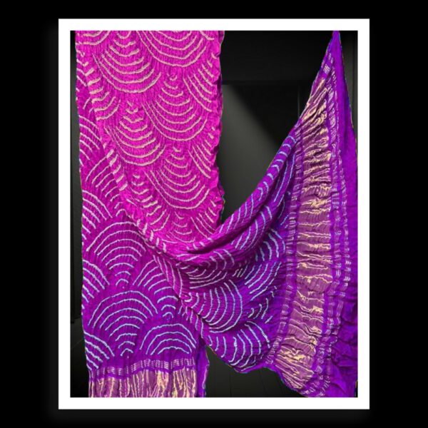 Pink Magenta Bandhani Dupatta Wifi Designer Pure Gaji Silk Khatri