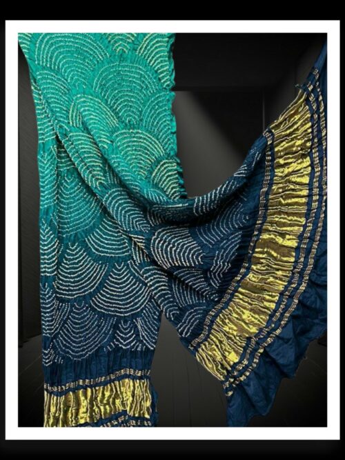 Aqua T Blue Bandhani Dupatta Wifi Designer Pure Gaji Silk Khatri