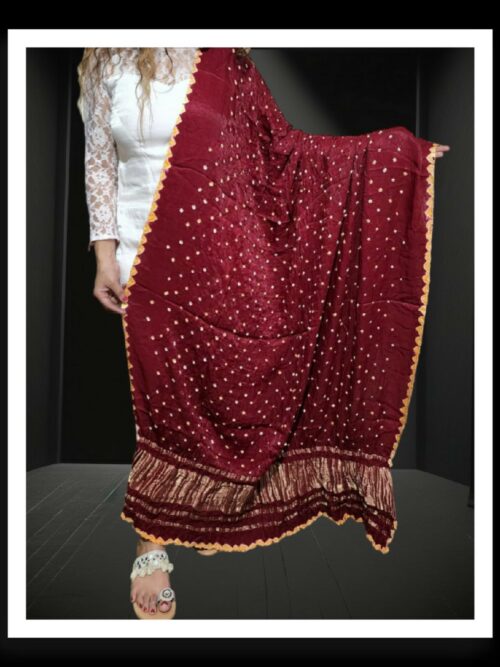 Maroon Original Bandhani Dupatta Pure ModalSilk