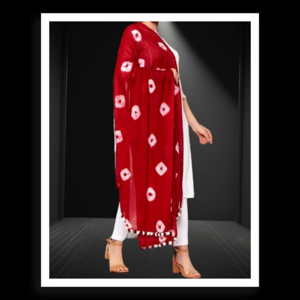 Red Designer Bandhani Pabar Dupatta Pure Cotton