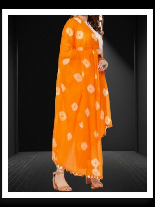 Yellow Designer Bandhani Pabar Dupatta Pure Cotton