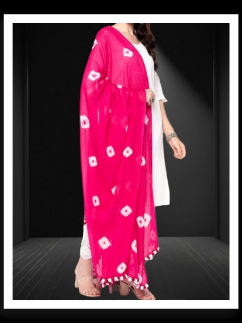 Pink Designer Bandhani Pabar Dupatta Pure Cotton