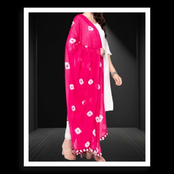 Pink Designer Bandhani Pabar Dupatta Pure Cotton