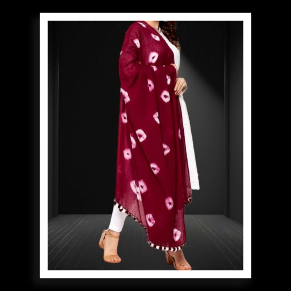 Maroon Designer Bandhani Pabar Dupatta Pure Cotton