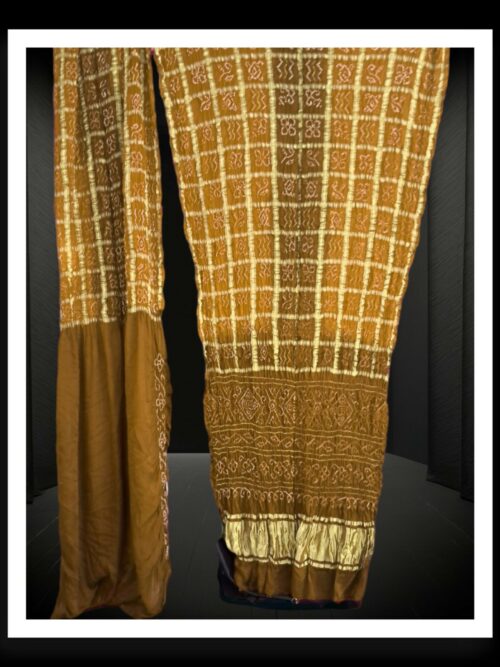 Mustard Khaki Gharchola Bandhani Saree Pure GajiSilk