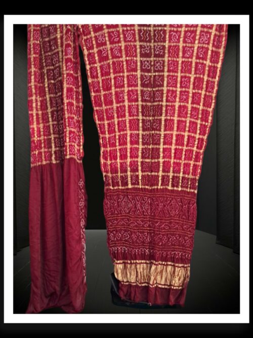 Maroon Red Gharchola Bandhani Saree Pure GajiSilk