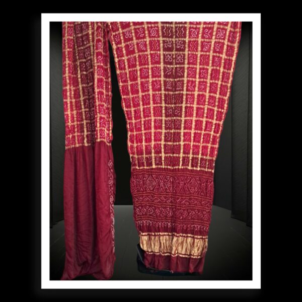 Maroon Red Gharchola Bandhani Saree Pure GajiSilk