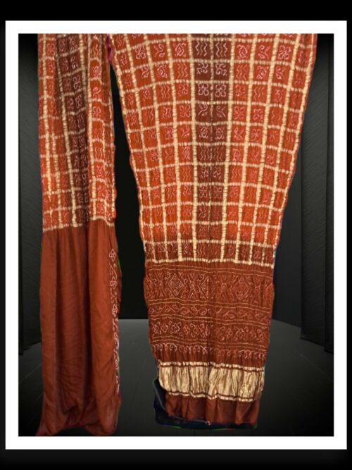 Rust Brick Gharchola Bandhani Saree Pure GajiSilk