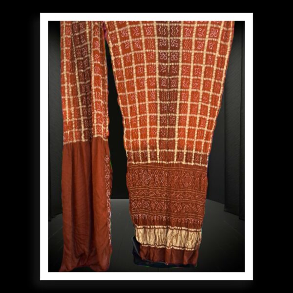 Rust Brick Gharchola Bandhani Saree Pure GajiSilk