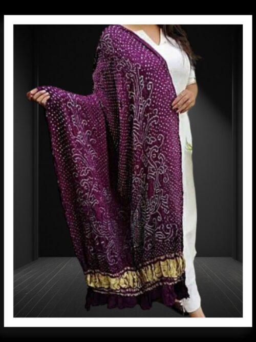 Chocolate Bandhani Dupatta Peacock Designer Pure GajiSilk
