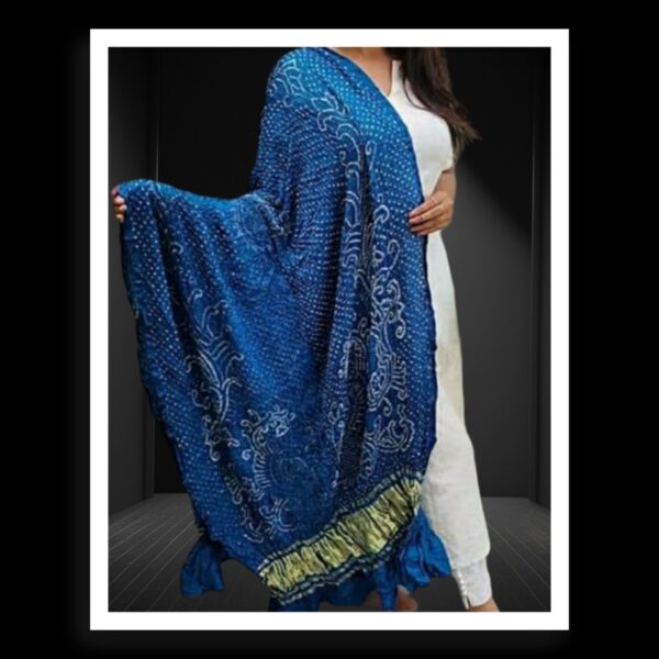 Indigo Sky Bandhani Dupatta Peacock Designer Pure GajiSilk