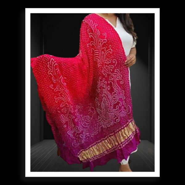 Red Maroon Bandhani Dupatta Peacock Designer Pure GajiSilk