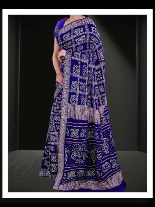Blue Bandhani Saree Pure GajiSilk Naksi Zari Gharchola