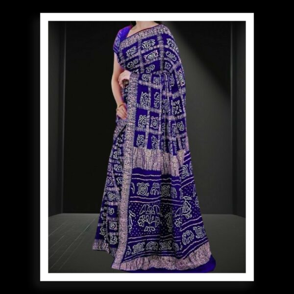 Blue Bandhani Saree Pure GajiSilk Naksi Zari Gharchola