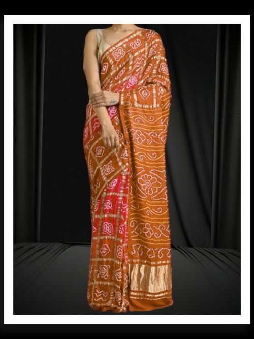 Rust Red Traditional Wedding Gharchola Saree Pure GajiSilk