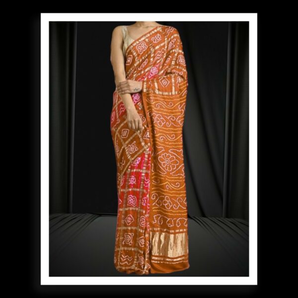 Rust Red Traditional Wedding Gharchola Saree Pure GajiSilk