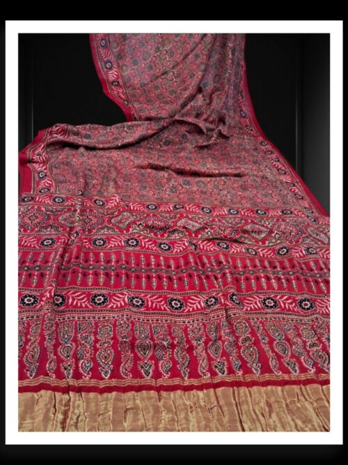 Hand Block Ajrak Saree Pure ModalSilk