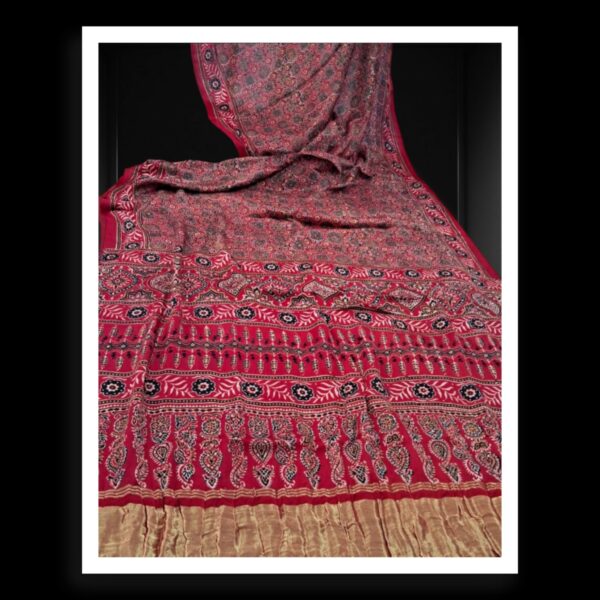 Hand Block Ajrak Saree Pure ModalSilk