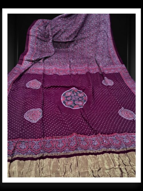 Hand Block Ajrak Saree Pure ModalSilk