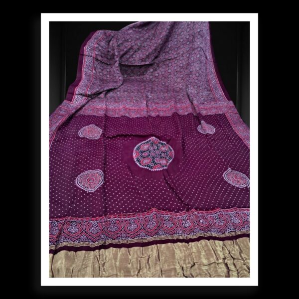 Hand Block Ajrak Saree Pure ModalSilk