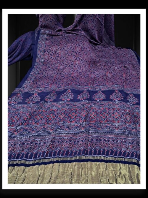 Hand Block Ajrak Saree Pure ModalSilk