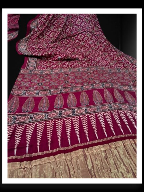 Hand Block Ajrak Saree Pure ModalSilk
