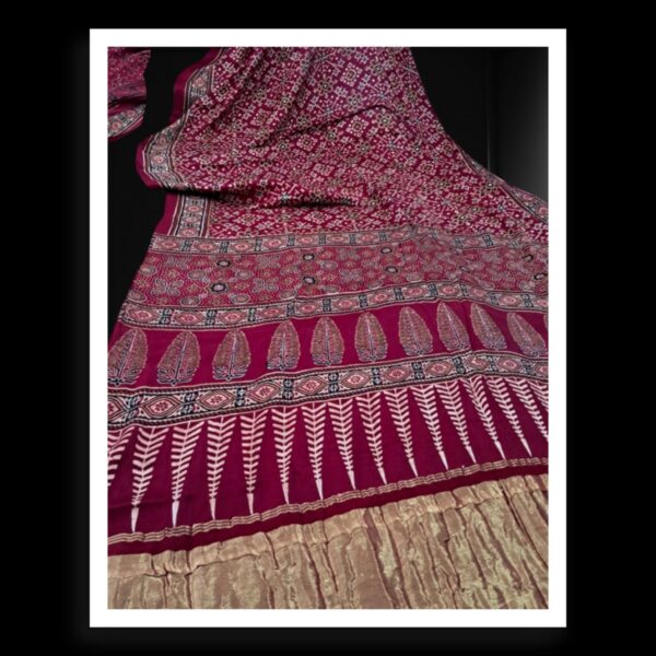 Hand Block Ajrak Saree Pure ModalSilk