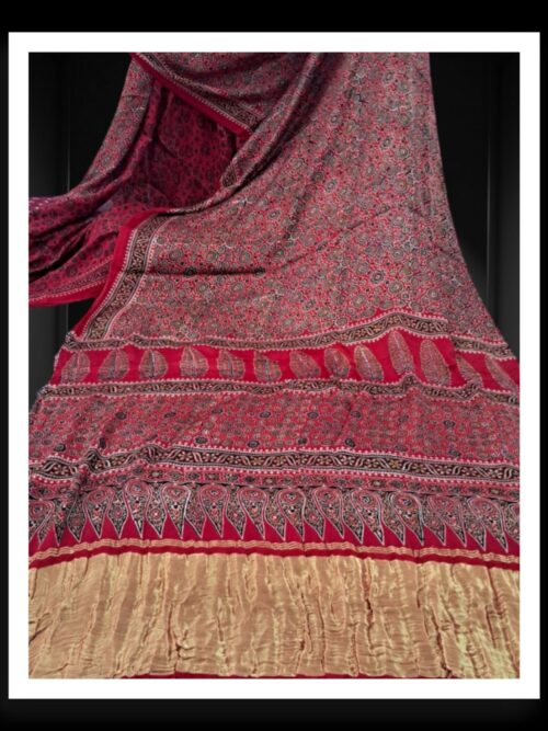 Hand Block Ajrak Saree Pure ModalSilk