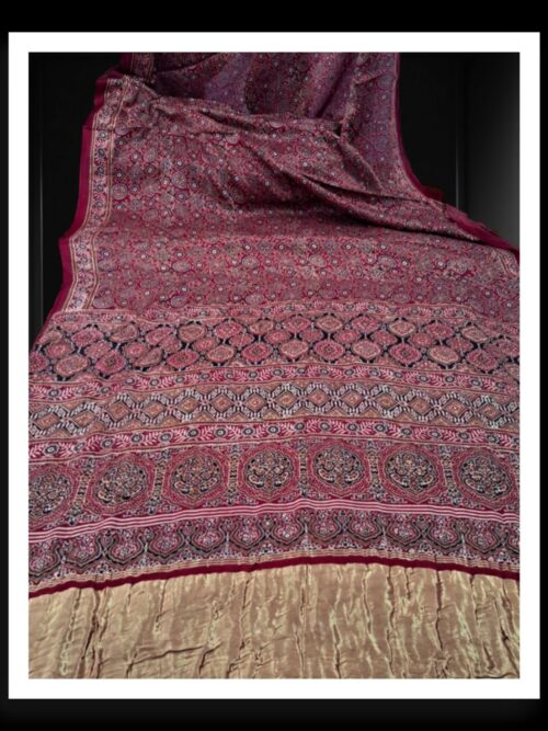 Hand Block Ajrak Saree Pure ModalSilk